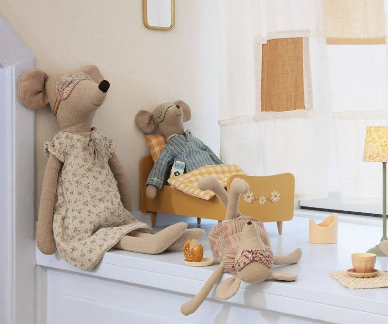 2022 Maileg Mouse Medium, Pink - Stripe Nightgown - Knot and Spool