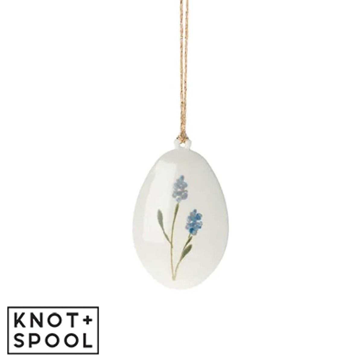 2023 Maileg Blue Metal Easter Egg Ornament - Knot and Spool