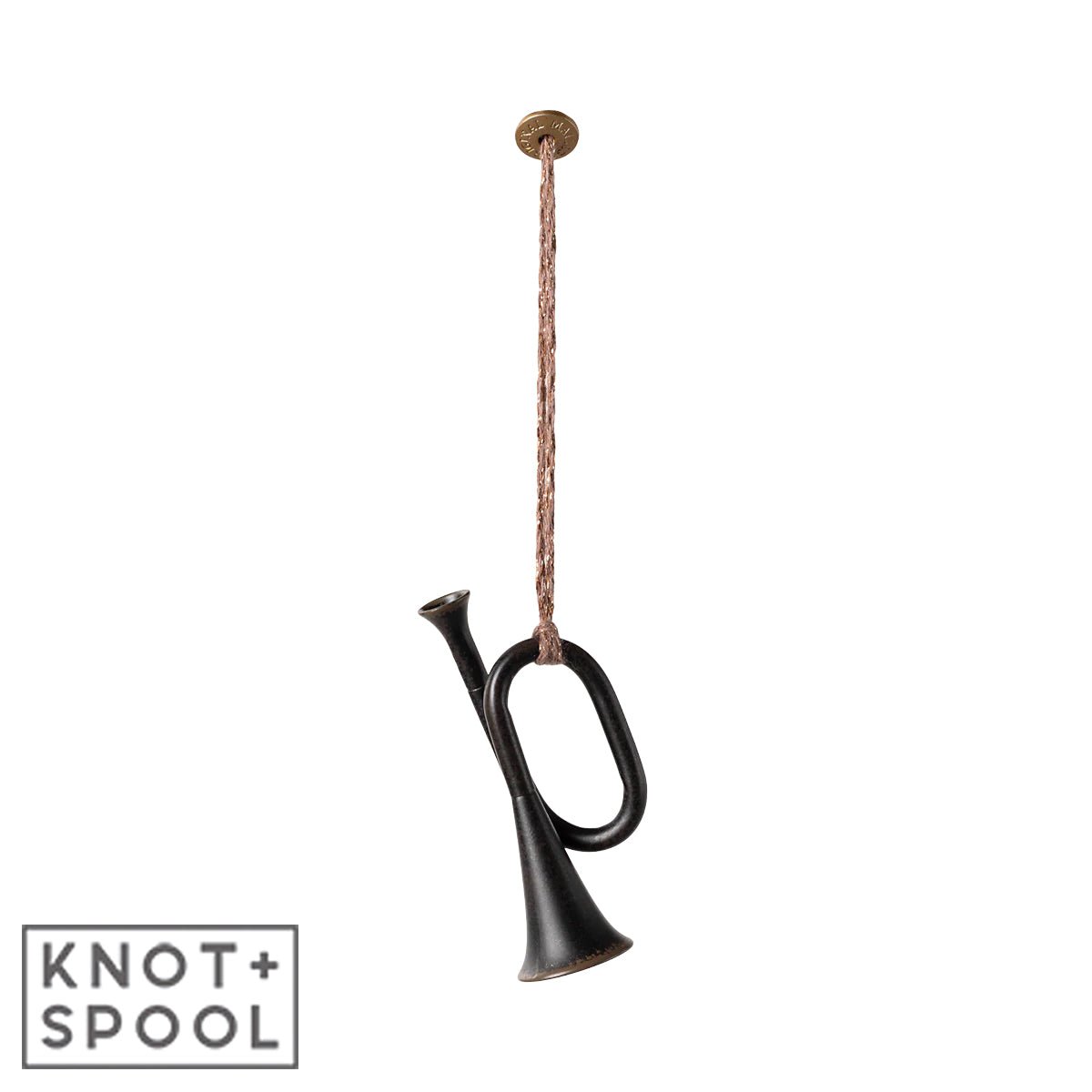 2024 Maileg Anthracite Metal Trumpet Ornament - Knot and Spool
