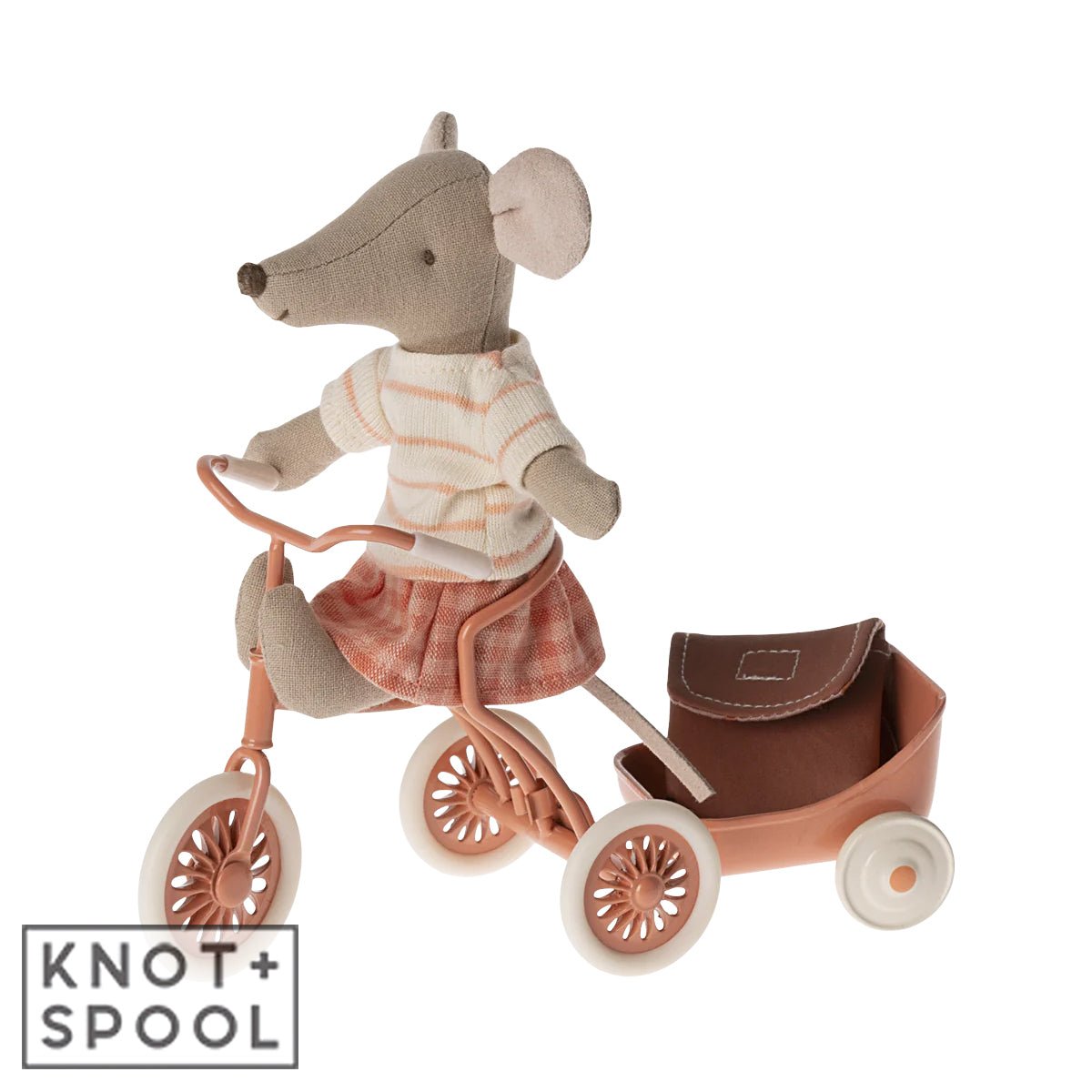 2024 Maileg Big Sister Coral Tricycle Mouse - Knot and Spool