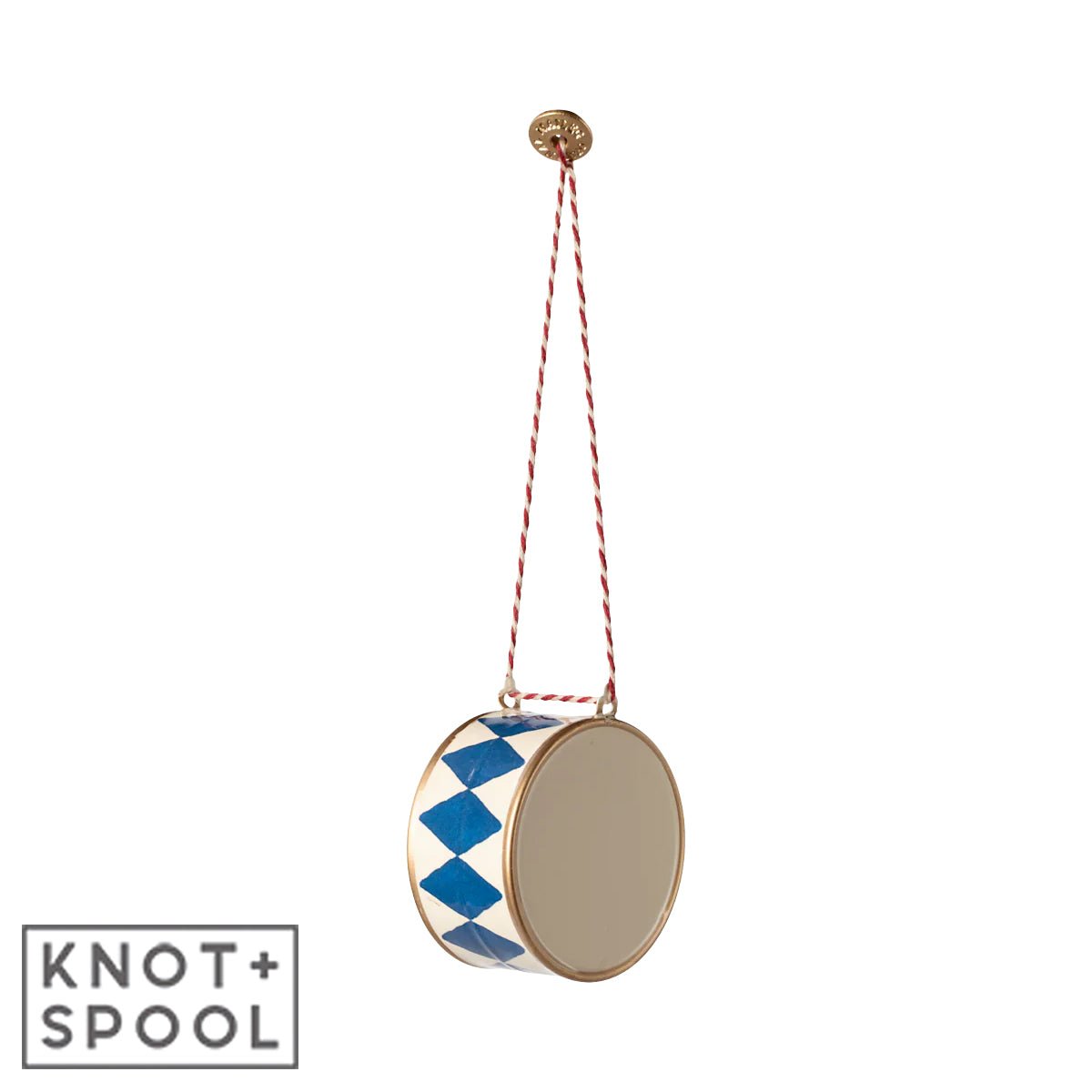 2024 Maileg Dark Blue Metal Large Drum Ornament - Knot and Spool