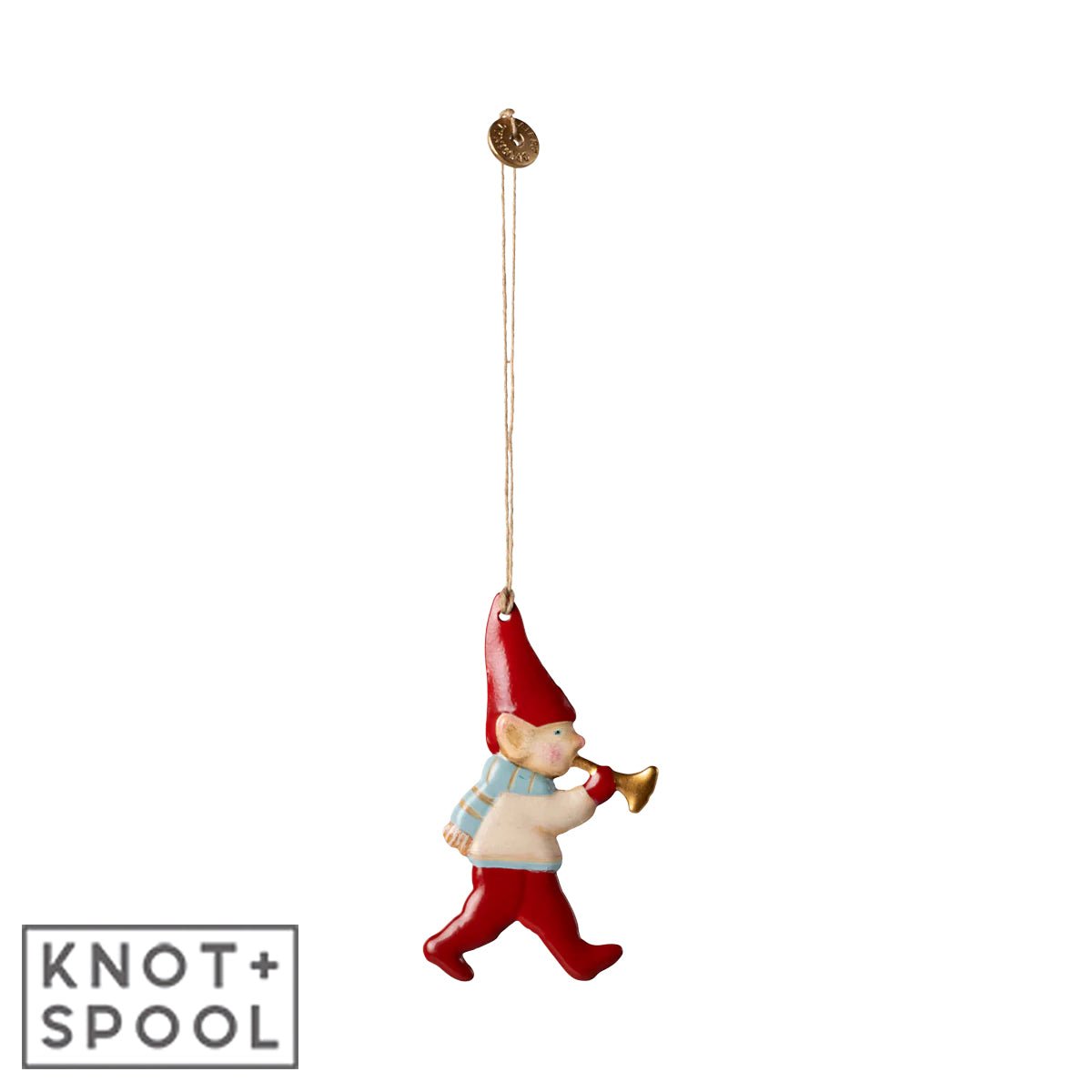 2024 Maileg Metal Pixy with Trumpet Ornament - Knot and Spool