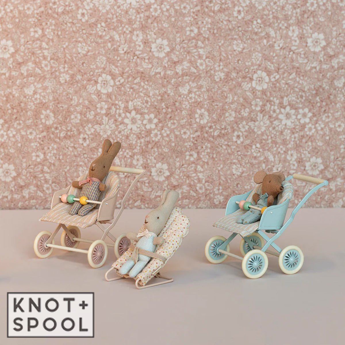 2024 Maileg Mice Mint Baby Stroller - Knot and Spool