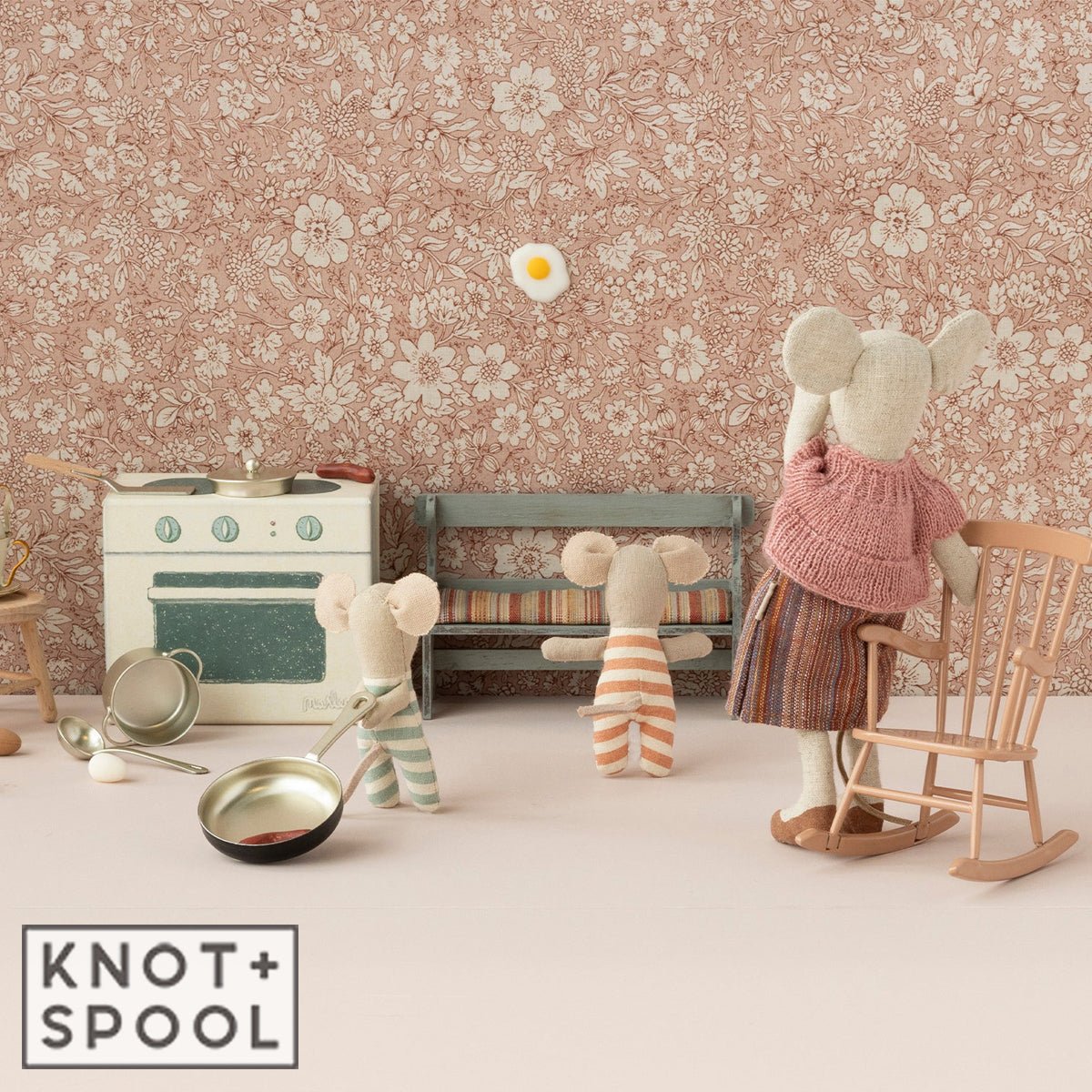 2024 Maileg Mini Dark Powder Rocking Chair - Knot and Spool