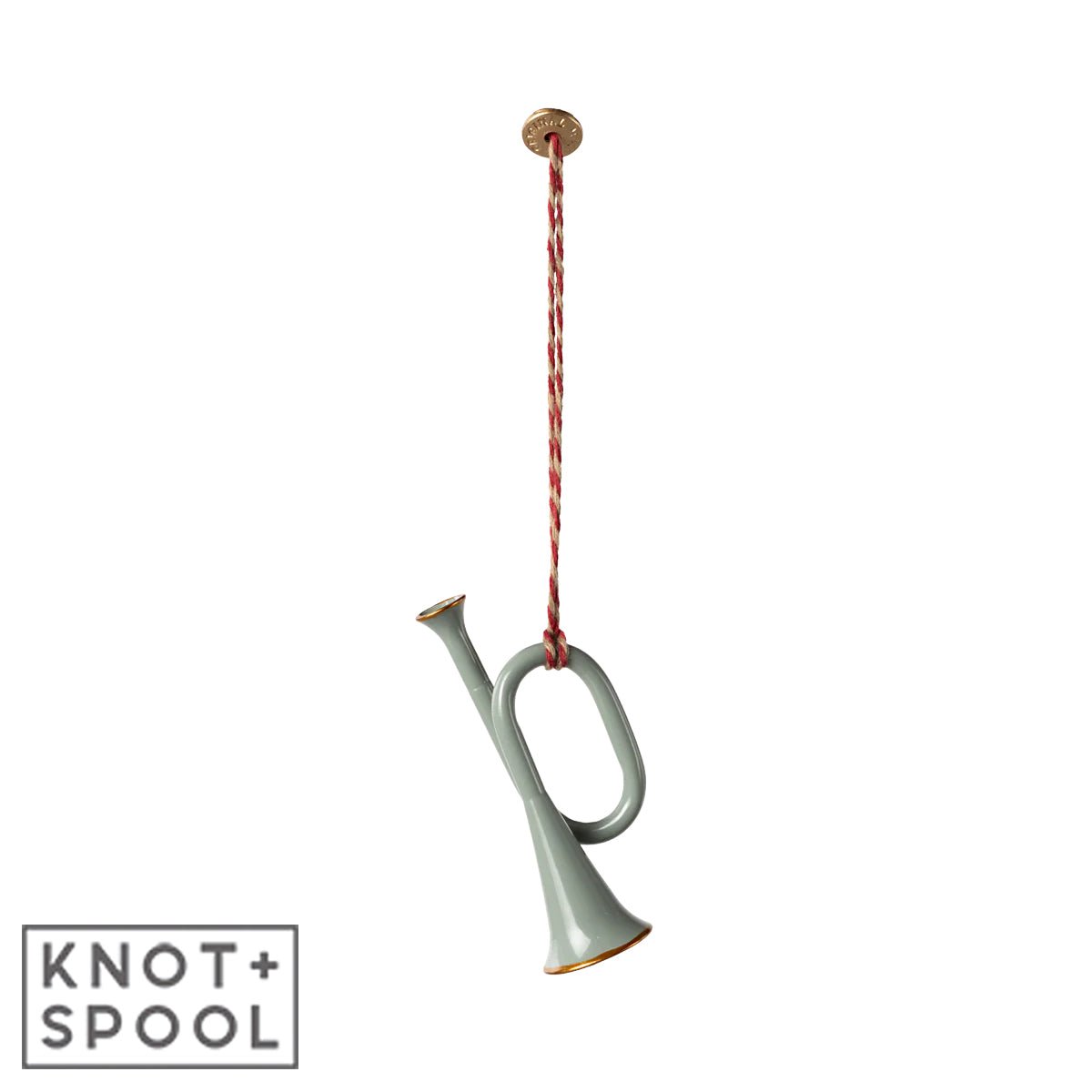 2024 Maileg Mint Metal Trumpet Ornament - Knot and Spool