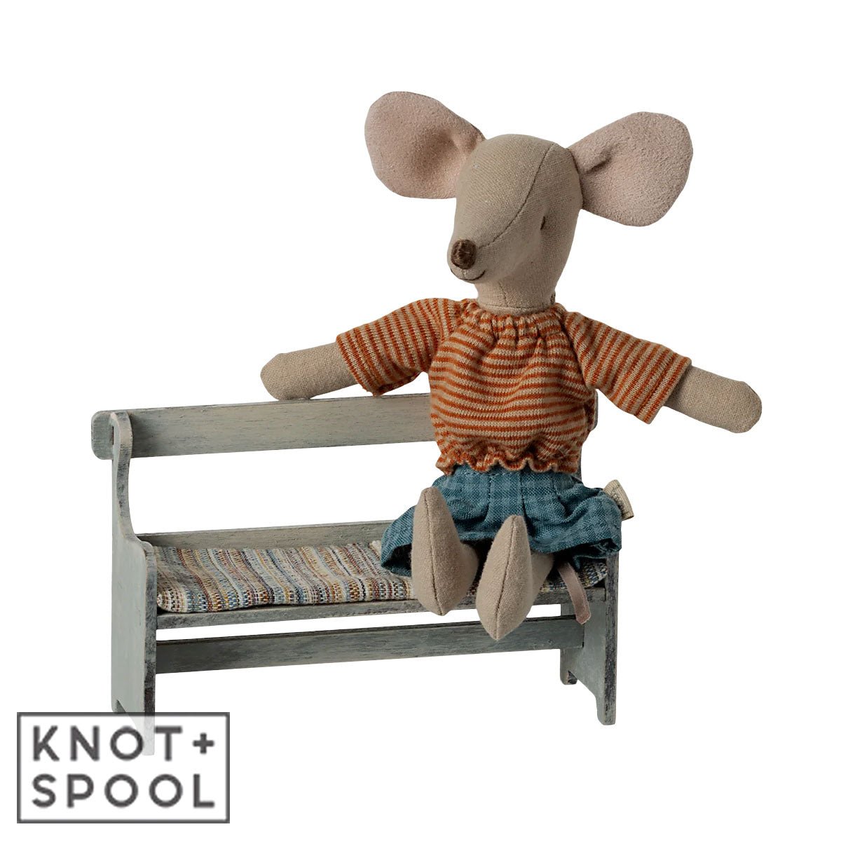2024 Maileg Mouse Vintage Off - White Bench - Knot and Spool