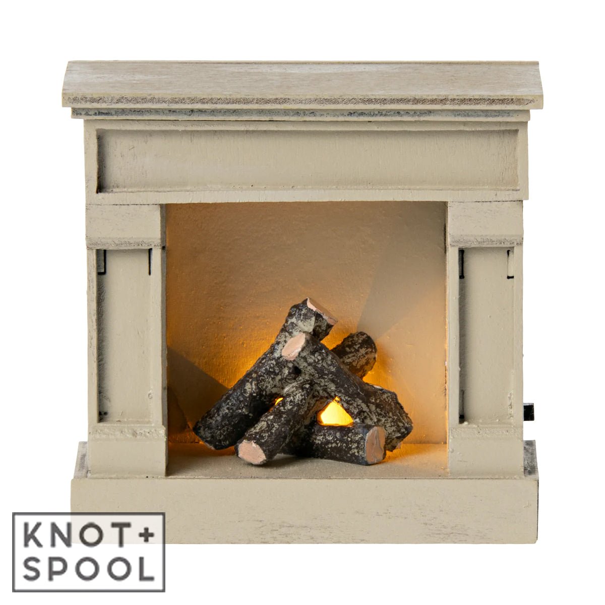 2024 Maileg Off - White Mouse Fireplace - Knot and Spool