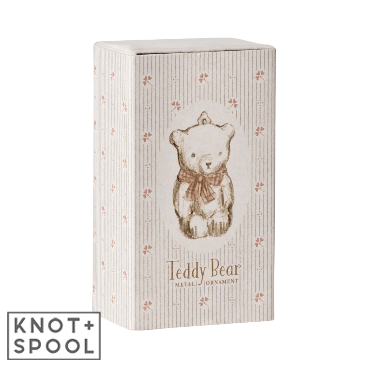2024 Maileg Off - White & Rose Metal Teddy Bear Ornament - Knot and Spool