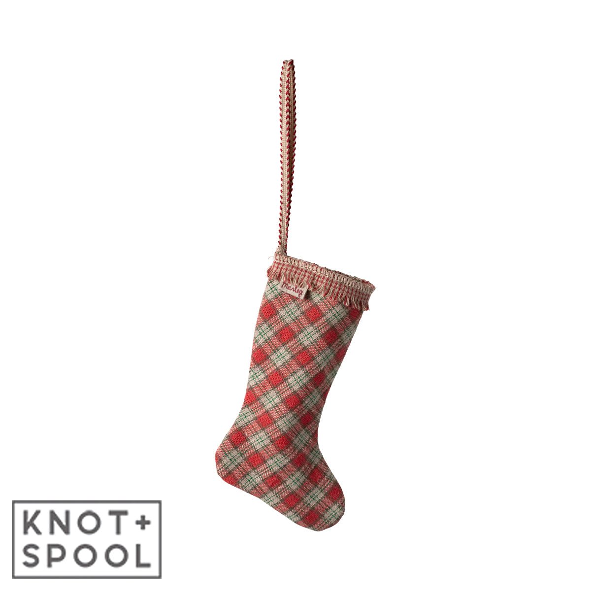 2024 Maileg Red Checkered Stocking Ornament - Knot and Spool