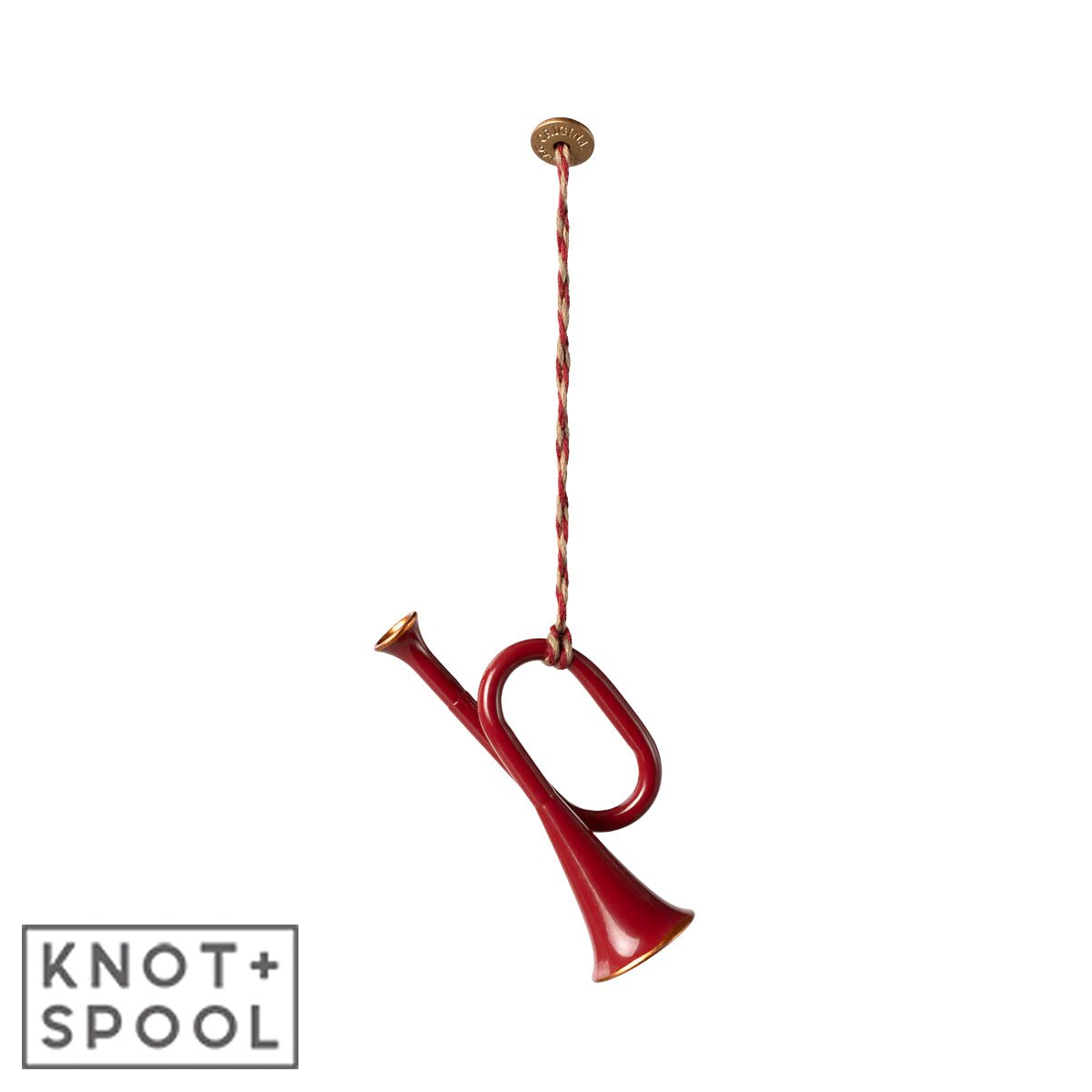 2024 Maileg Red Metal Trumpet Ornament - Knot and Spool