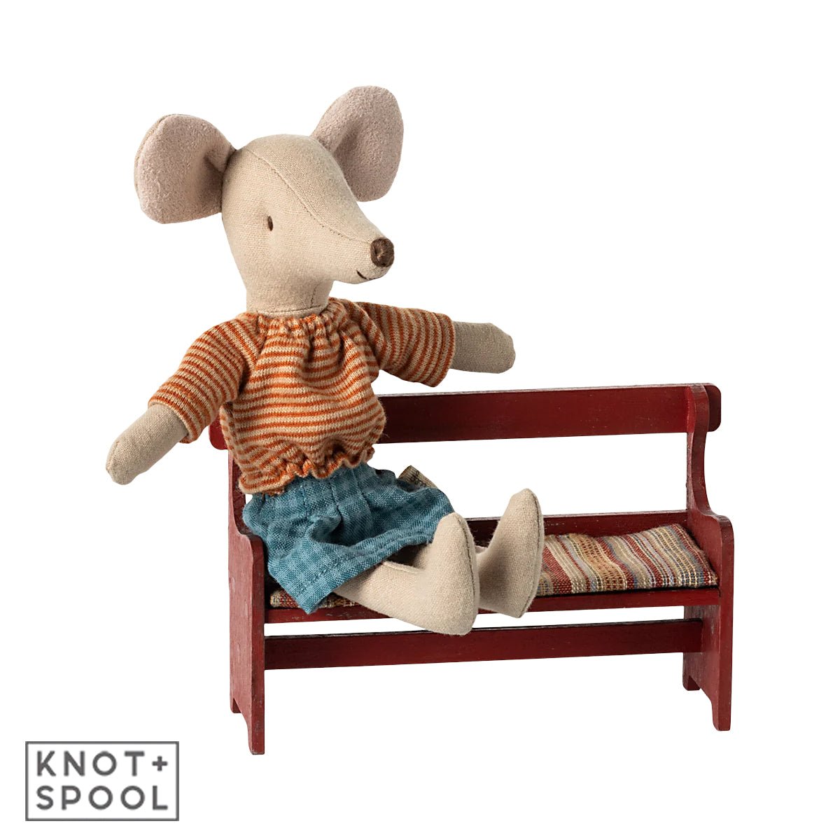 2024 Maileg Red Mouse Bench - Knot and Spool