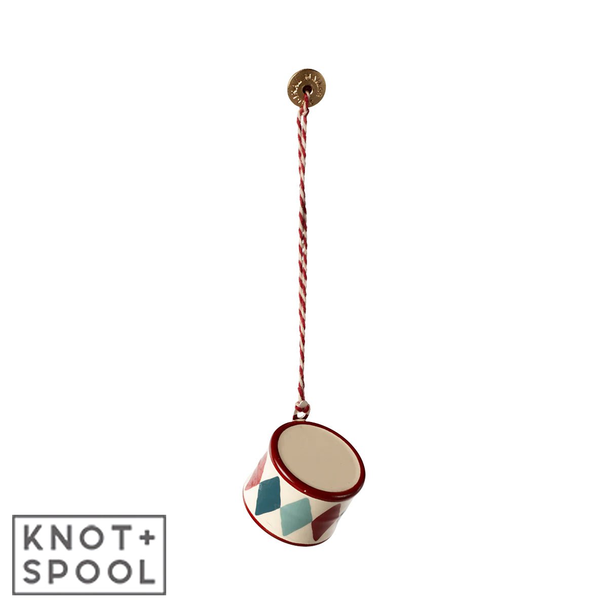2024 Maileg Small Classic - Red Metal Drum Ornament - Knot and Spool