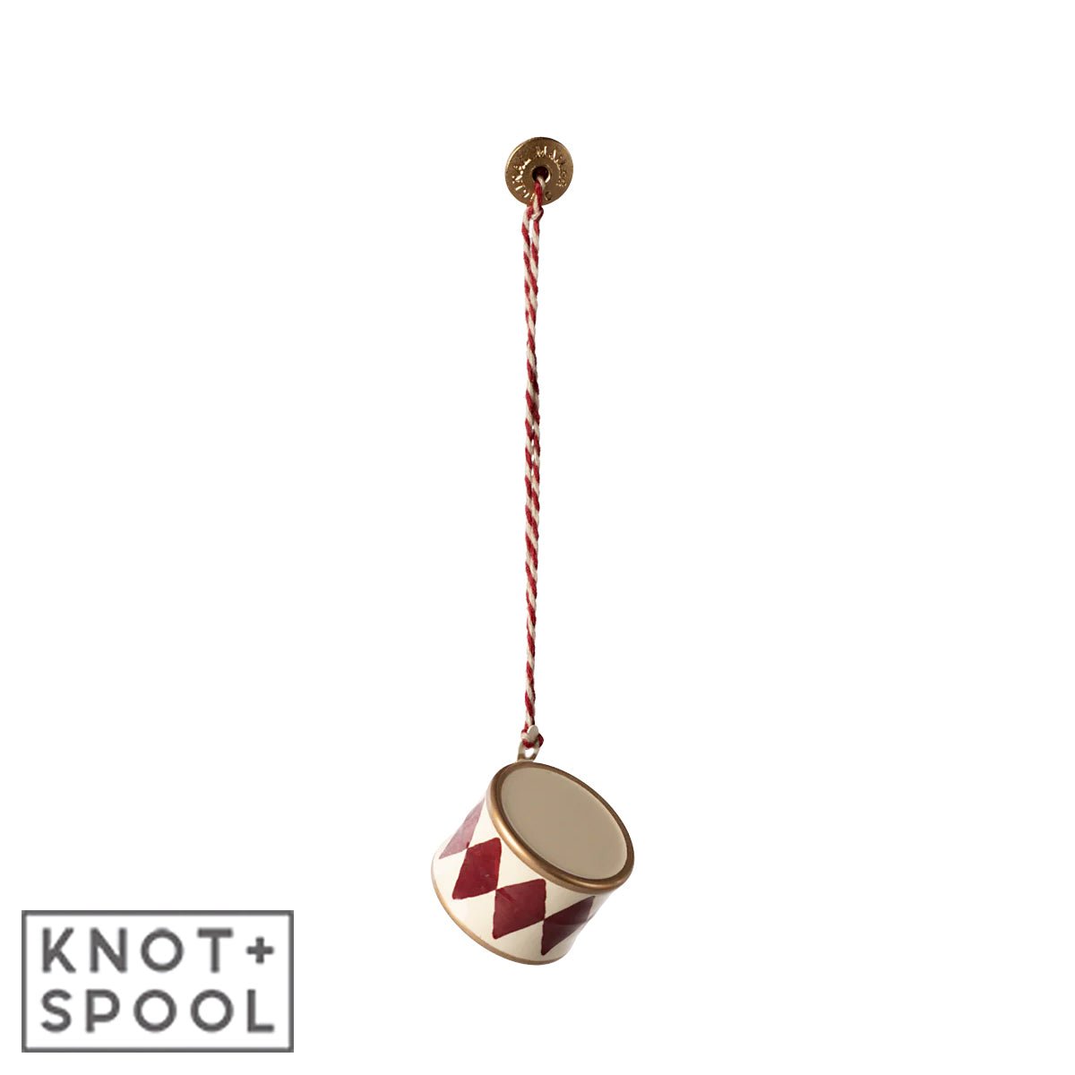2024 Maileg Small Red Metal Drum Ornament - Knot and Spool