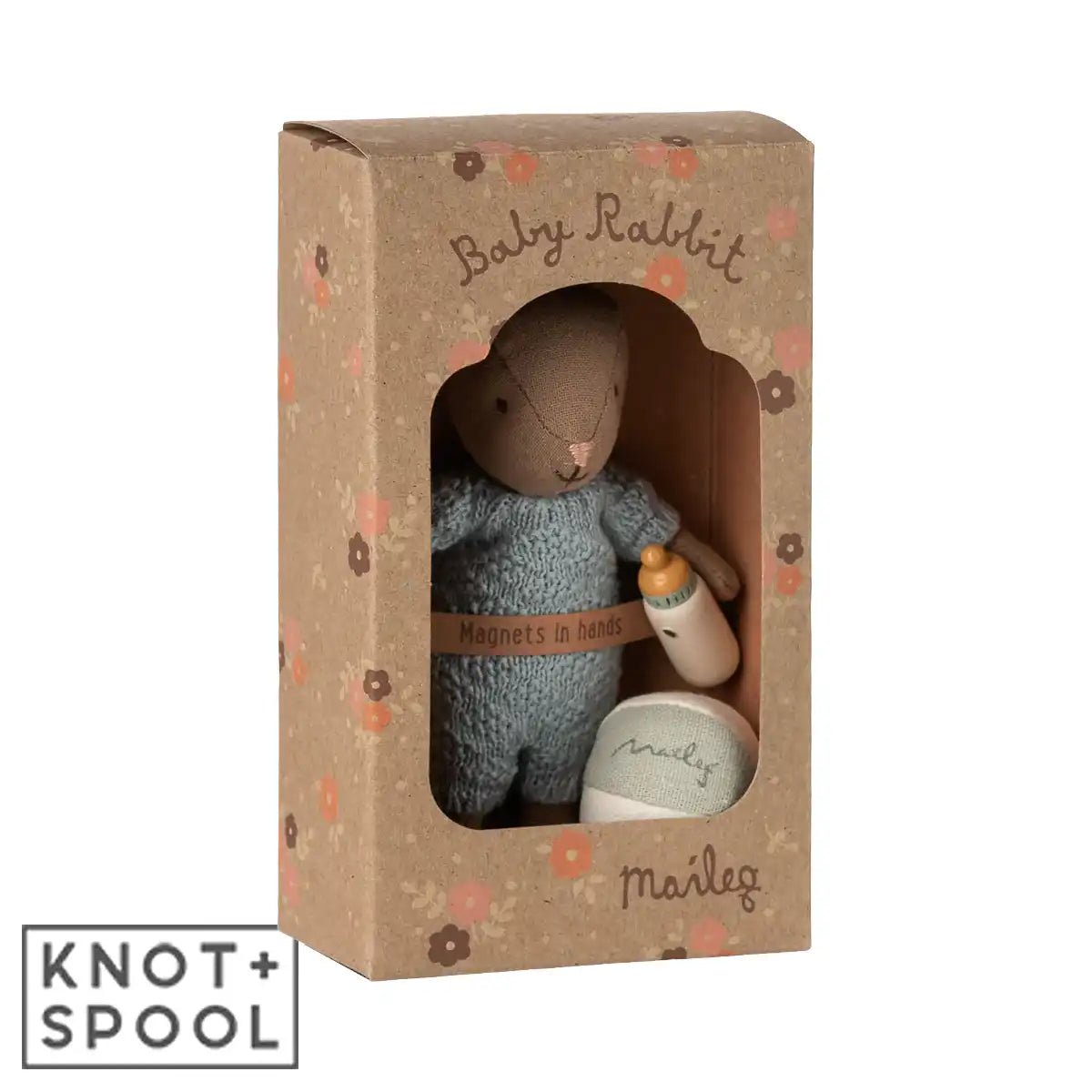 2025 Maileg Brown - Blue Micro Rabbit Set - Knot and Spool