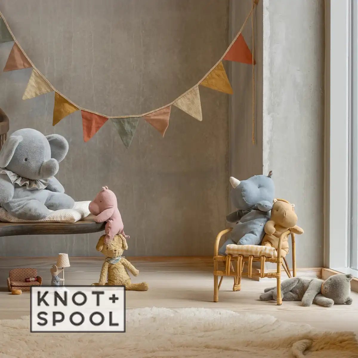 2025 Maileg Medium Grey Plush Sleeping Kitten - Knot and Spool