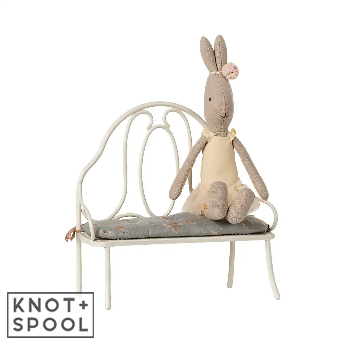 2025 Maileg Miniature Vintage Off - White Bench - Knot and Spool