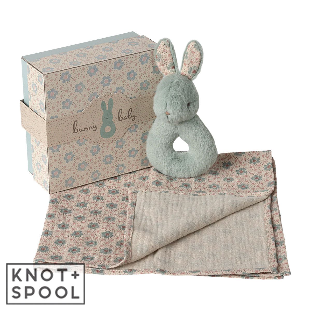 2025 Maileg Mint Rabbit Rattle Set - Knot and Spool