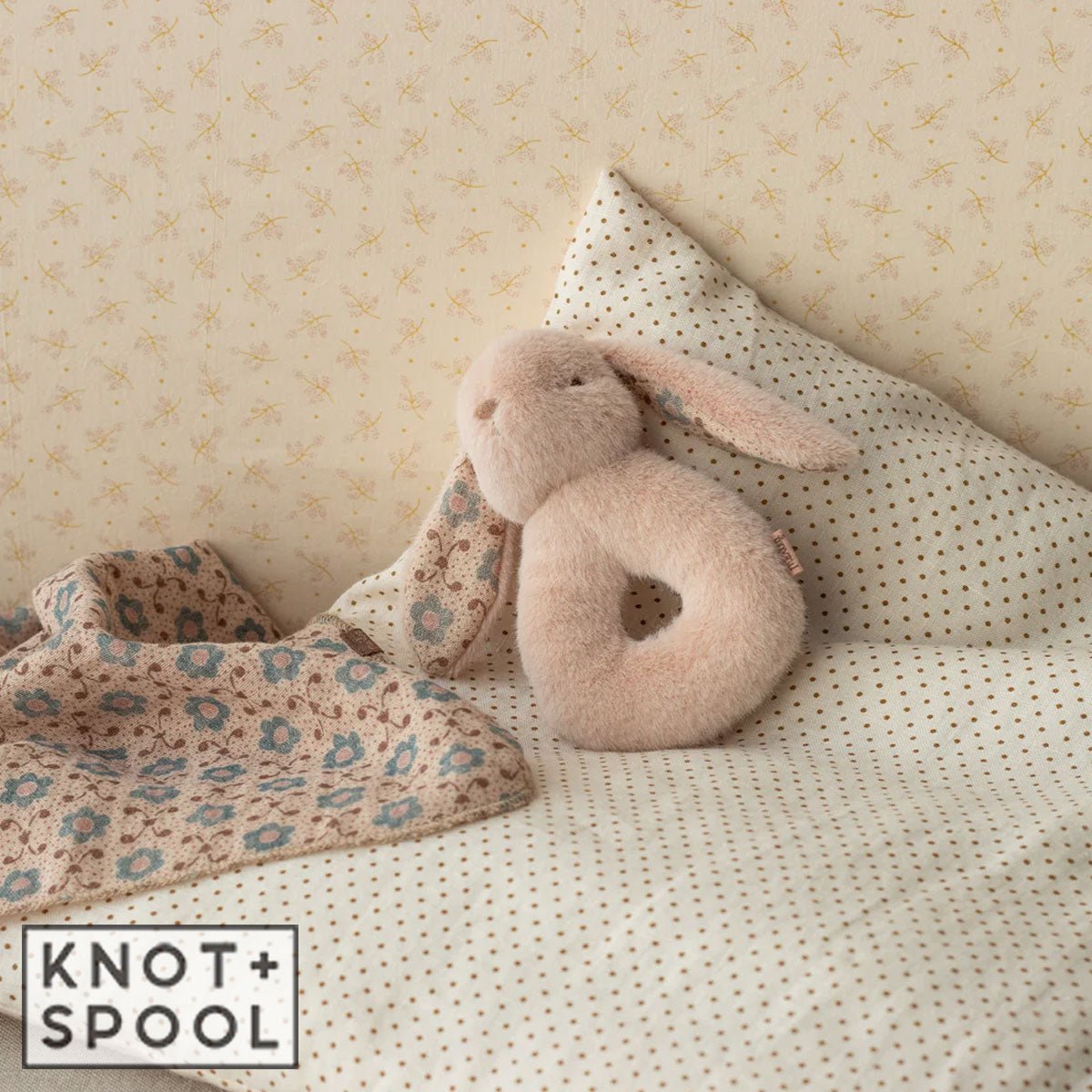 2025 Maileg Powder Bunny Rattle Set - Knot and Spool