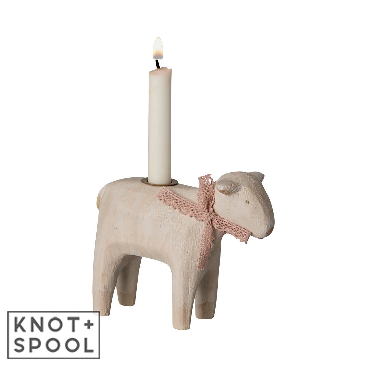 2025 Maileg Rose Lamb Candle Holder - Knot and Spool