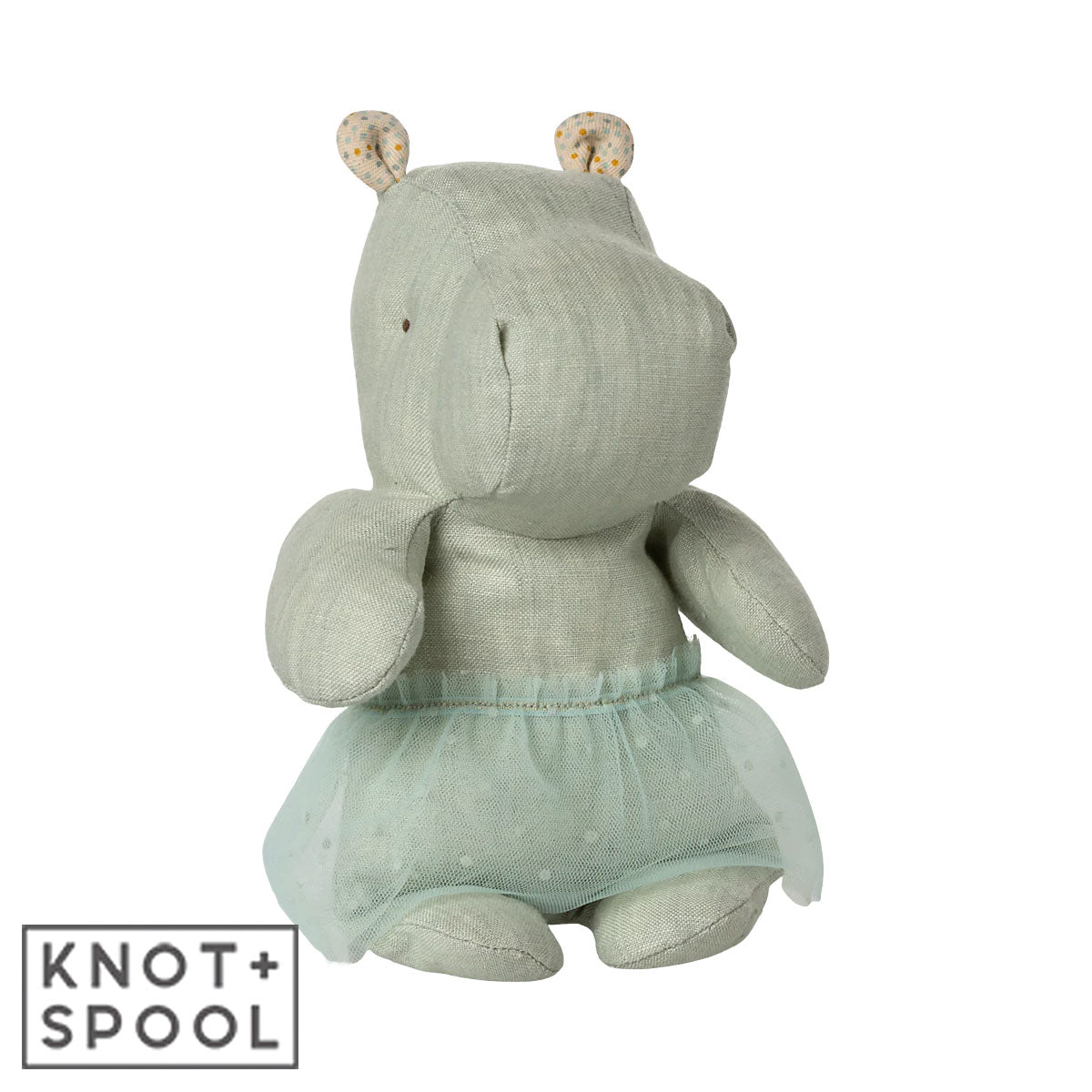 2025 Maileg Safari Friends Small Mint Hippo with Skirt - Knot and Spool