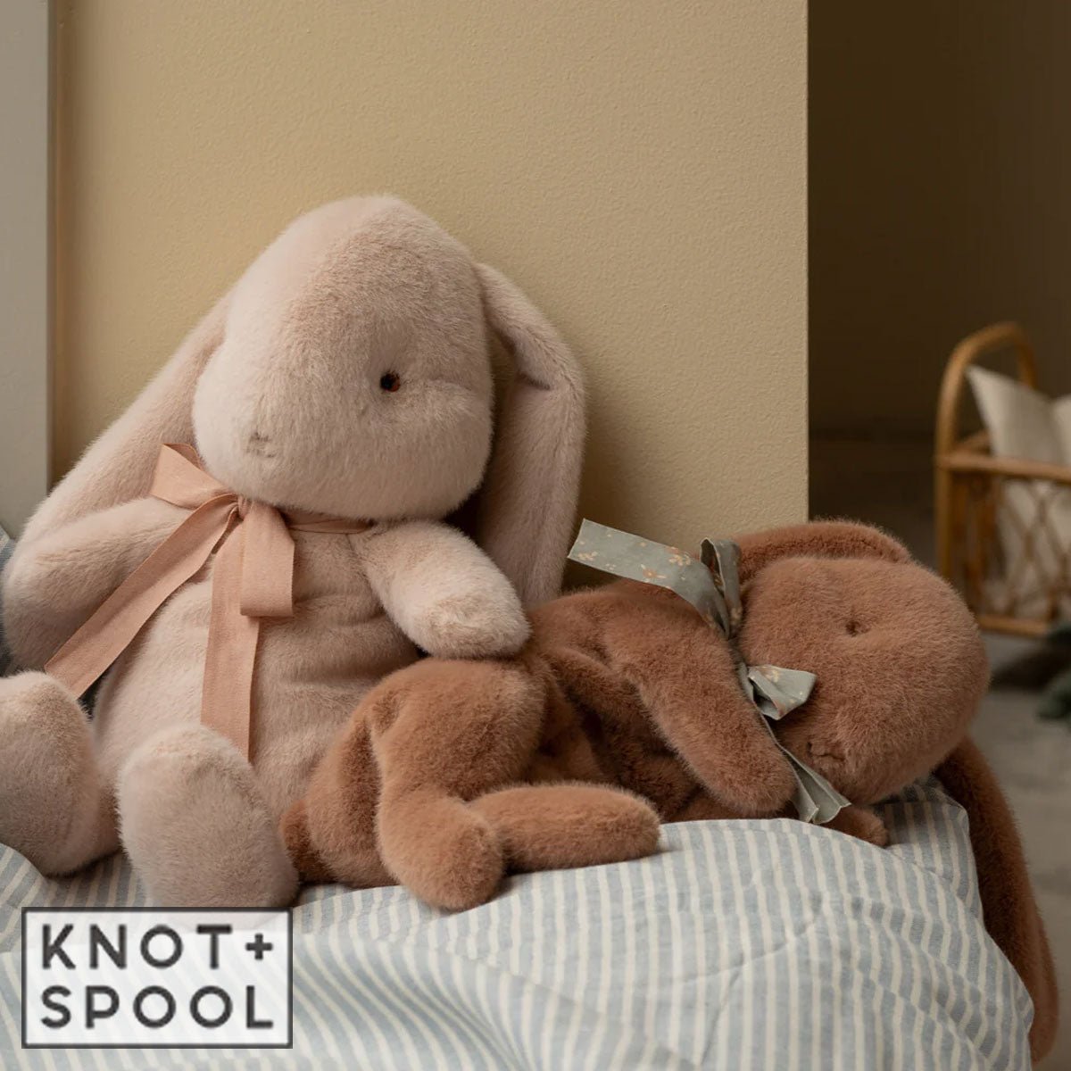 2025 Maileg Small Brown Sleeping Plush Bunny - Knot and Spool