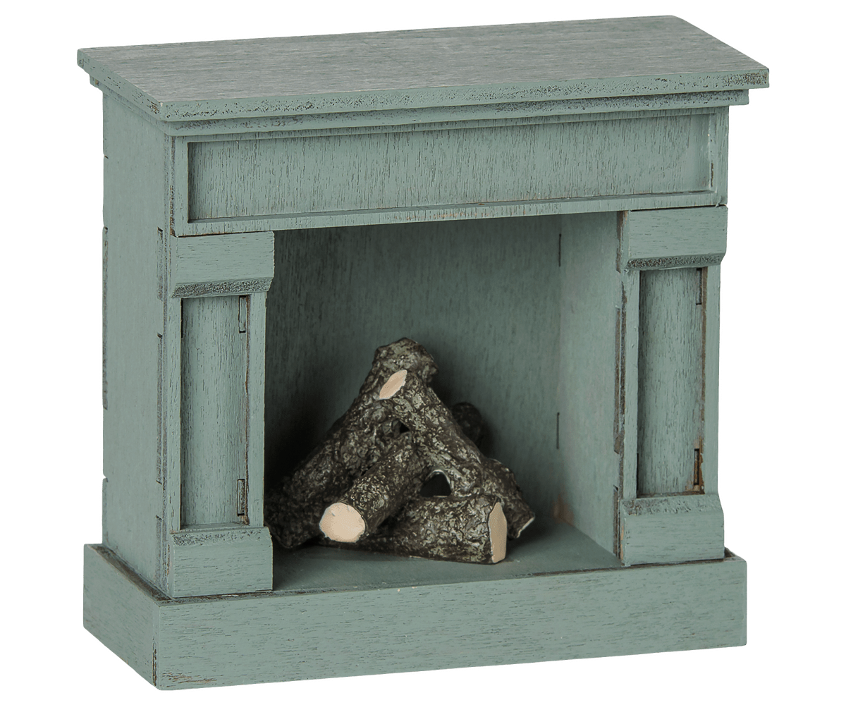 2026 Maileg Blue Mouse Fireplace - Knot and Spool