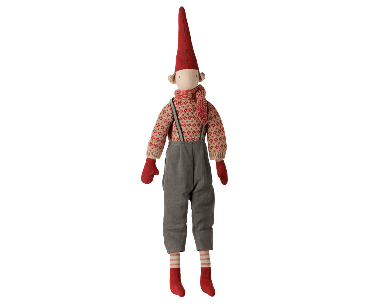 2026 Maileg Boy Pixy with Knitted Sweater & Scarf| Size 4 - Knot and Spool
