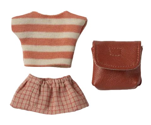 2026 Maileg Coral Big Sister Mouse Clothes And Bag - Knot and Spool