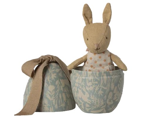 2026 Maileg Easter Egg with Small Dusty - Blue Micro Rabbit - Knot and Spool