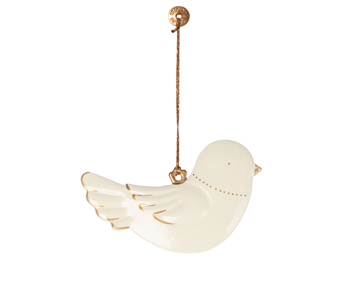 2026 Maileg Metal Bird Ornament - Off white/Gold - Knot and Spool