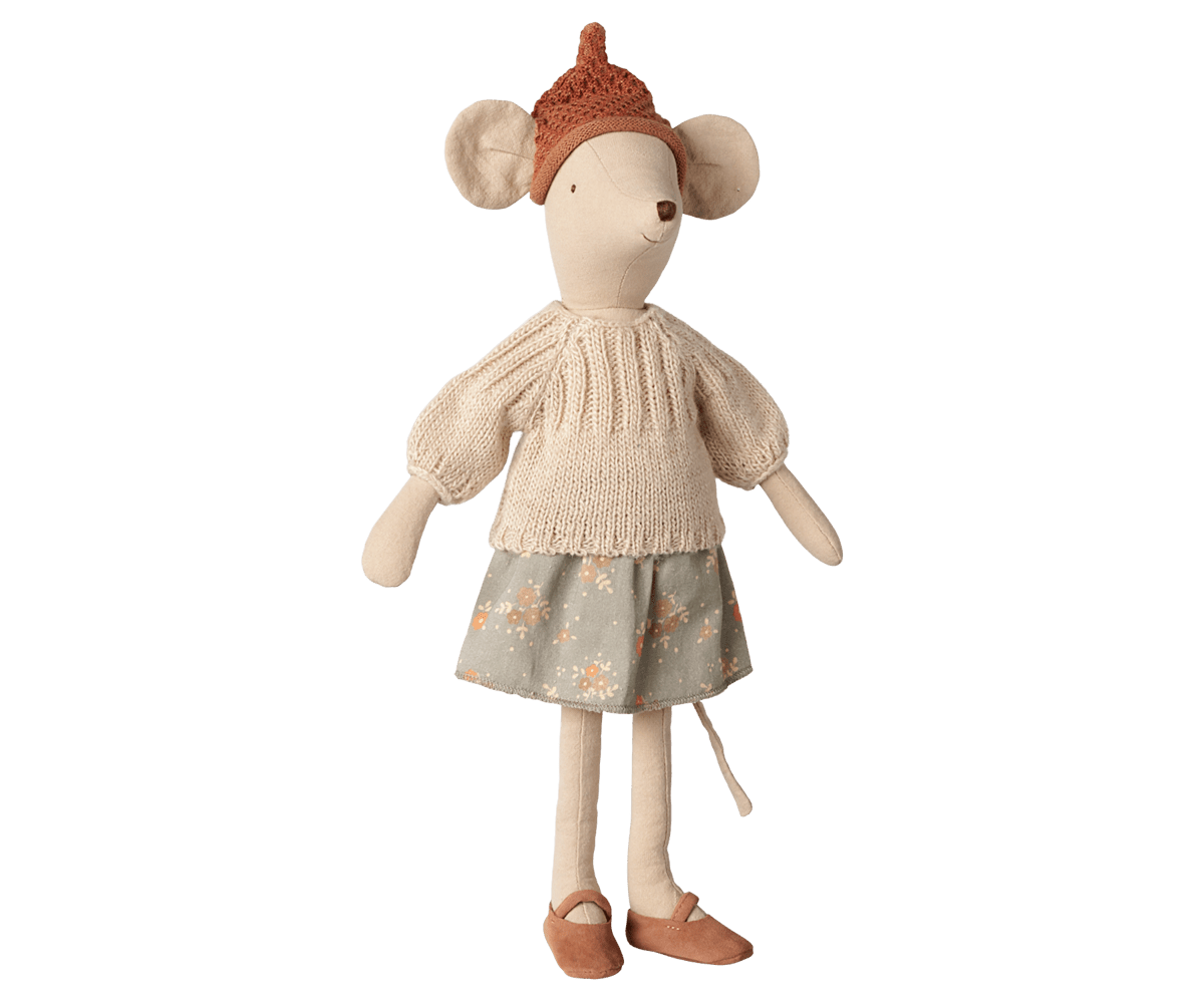2026 Maileg Mouse, Medium - Skirt and Sweater - Knot and Spool
