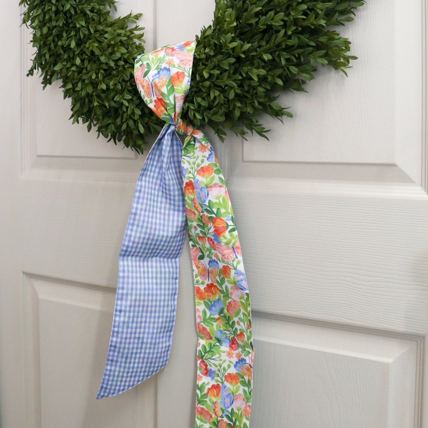 4" X 56" Poplin Green, Pink, Orange, and Blue Mix Spring Floral Sash - Knot and Spool