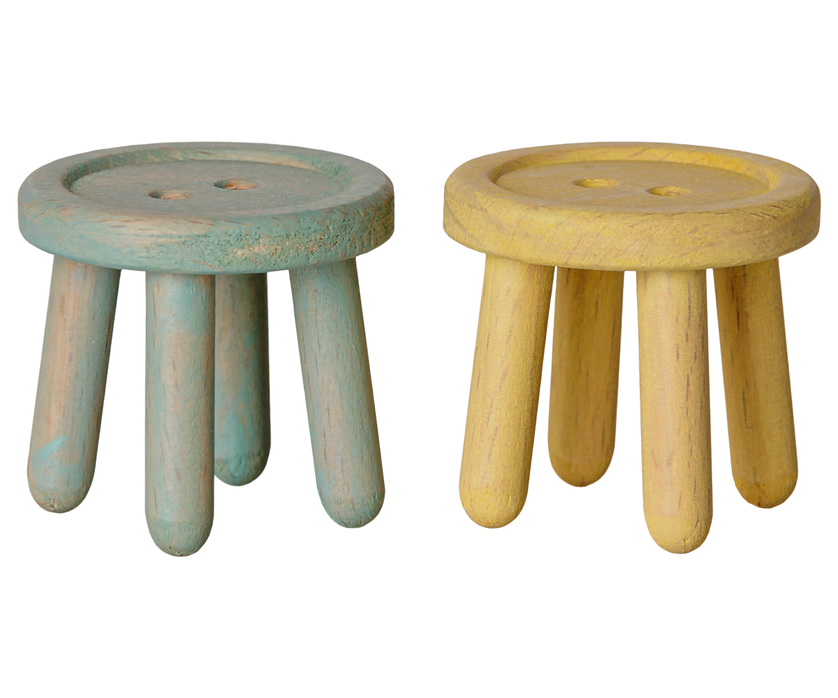 2026 Maileg Mouse Mint/Light Yellow Stool Set