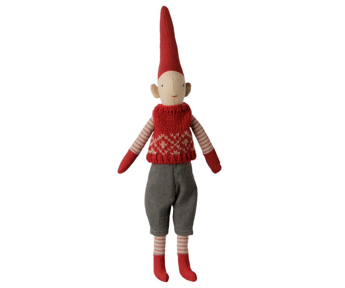 2026 Maileg Boy Pixy in Red Knitted Vest | Size 1