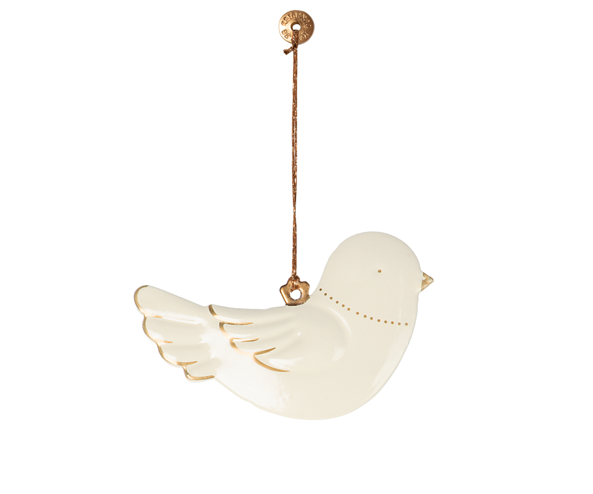 2026 Maileg Metal Bird Ornament - Off white/Gold