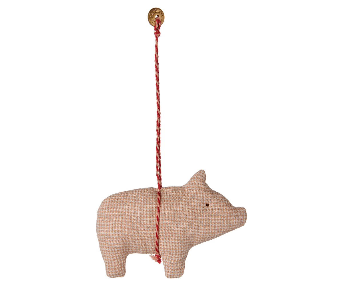 Maileg Fabric Powder Checker Pig Ornament