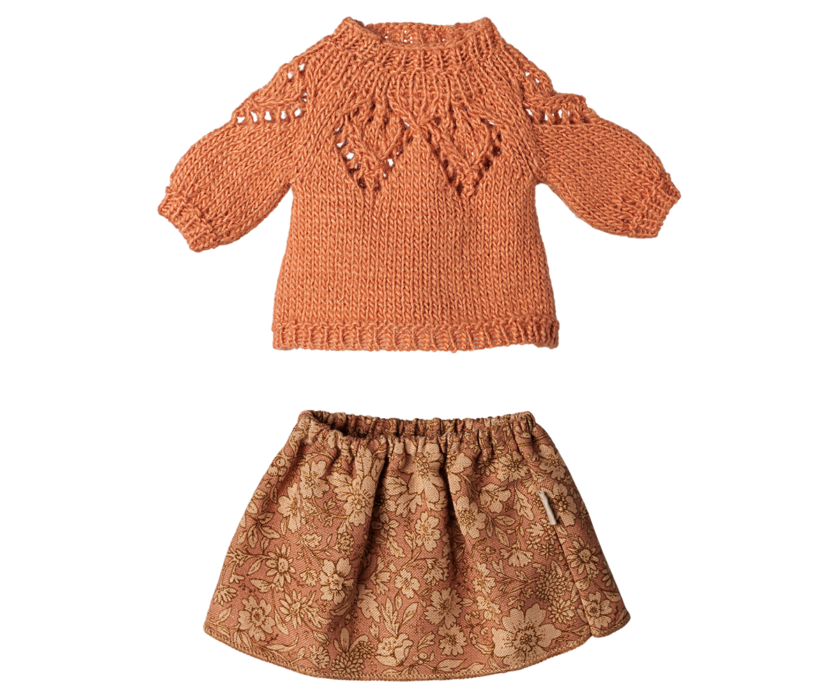 2026 Maileg Skirt and Knitted Sweater - Medium Mouse