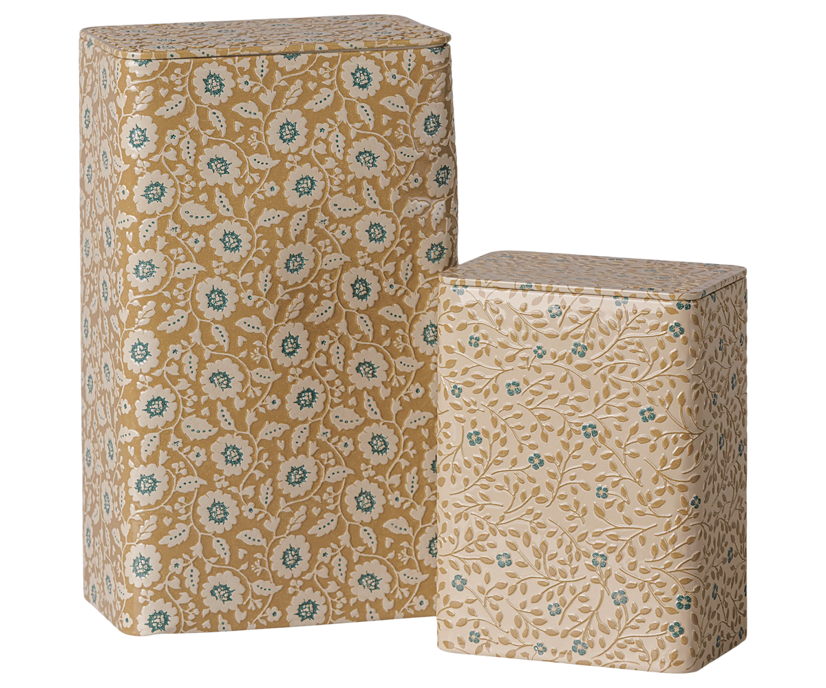 2026 Maileg Ocher/Blue Flowers Metal Box Set