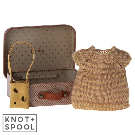 Maileg Big Sister Mouse with Knitted Dress & Bag In Suitcase
