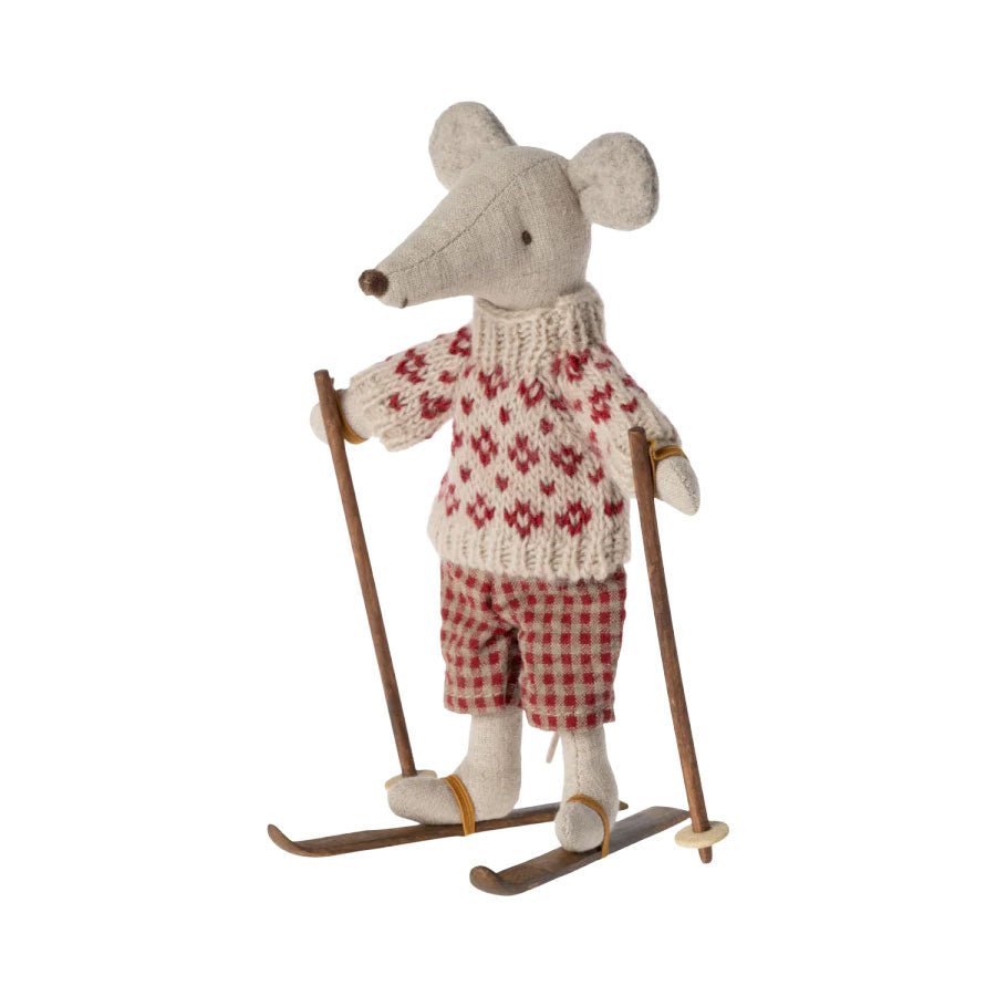 Maileg Mum Mouse with Skis & Poles