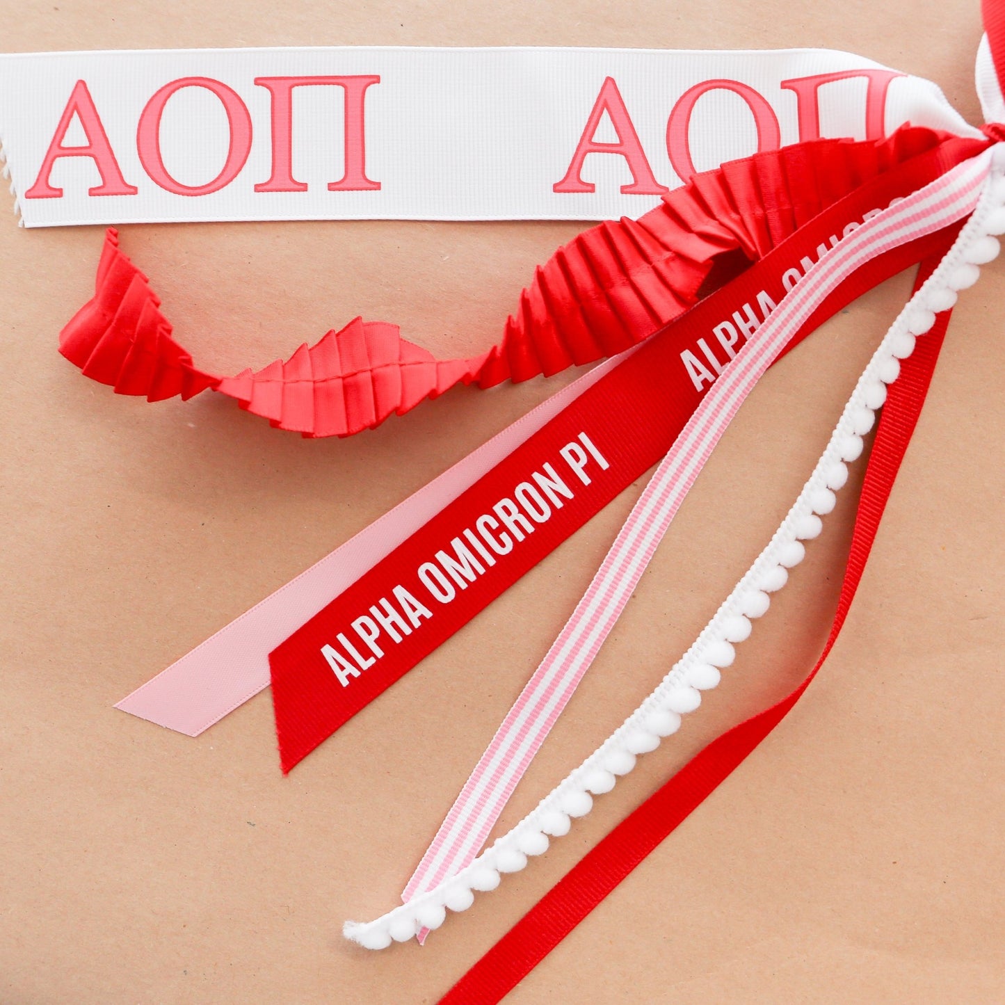 Alpha Omicron Pi Ribbon Tassel - Knot and Spool