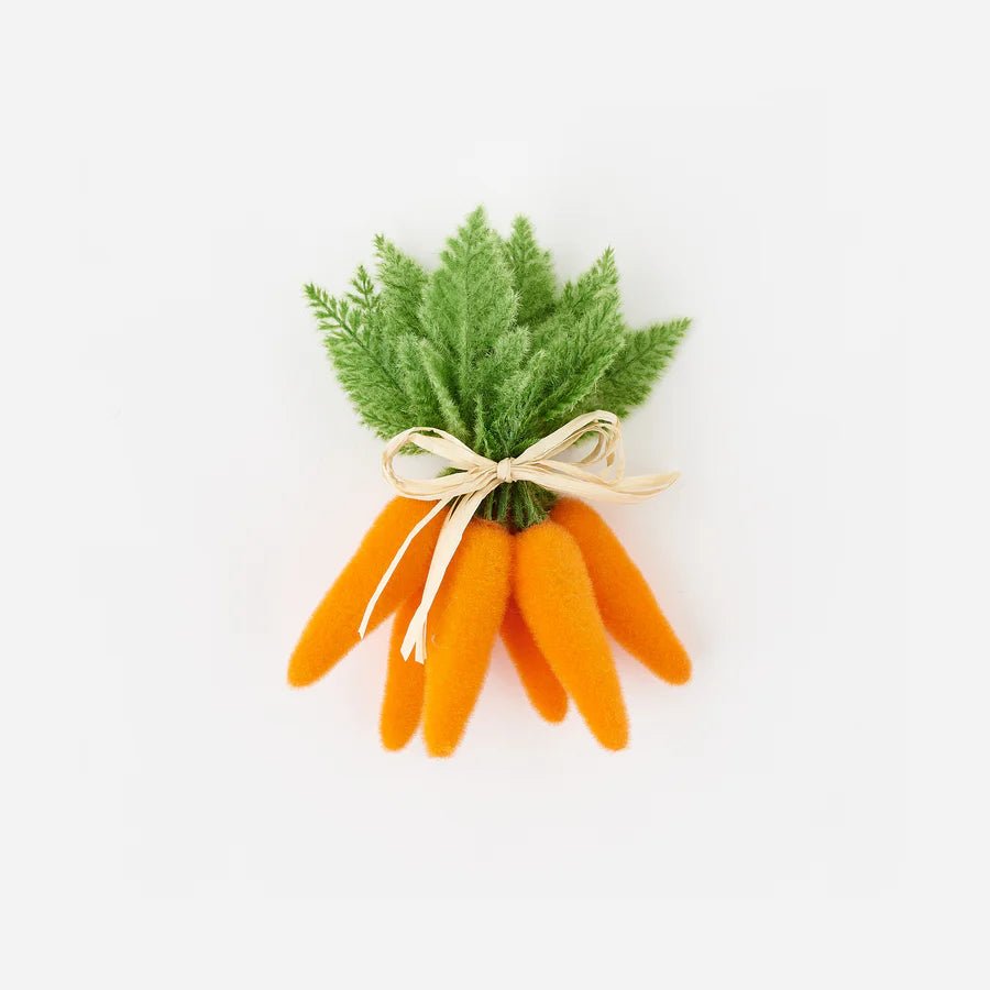 Flocked Cluster of 6 Orange Carrots - Large - Knot and Spool