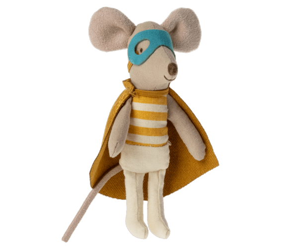 Maileg Little Brother Superhero Mouse in Matchbox
