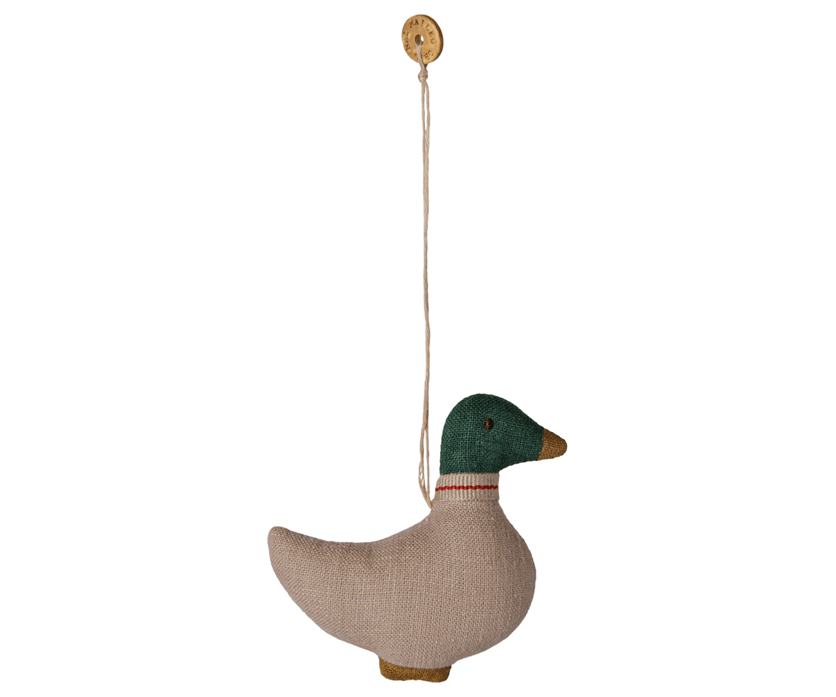 Maileg Fabric Green/Sand Duck Ornament - Knot and Spool