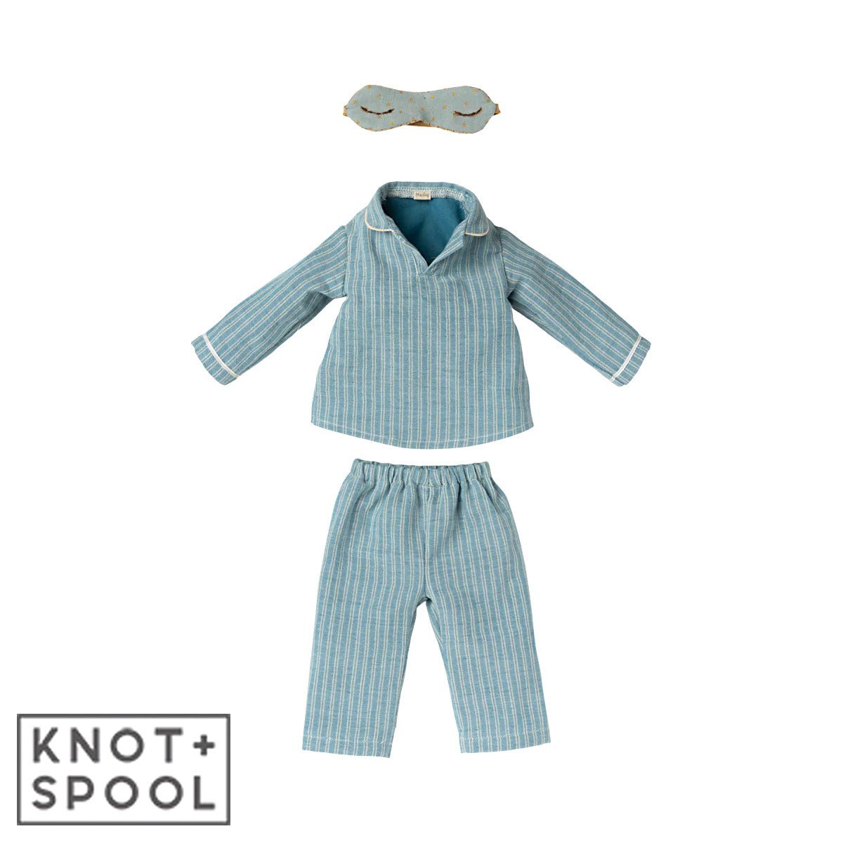 Maileg Maxi Mouse in Blue - Striped Pyjamas - Knot and Spool