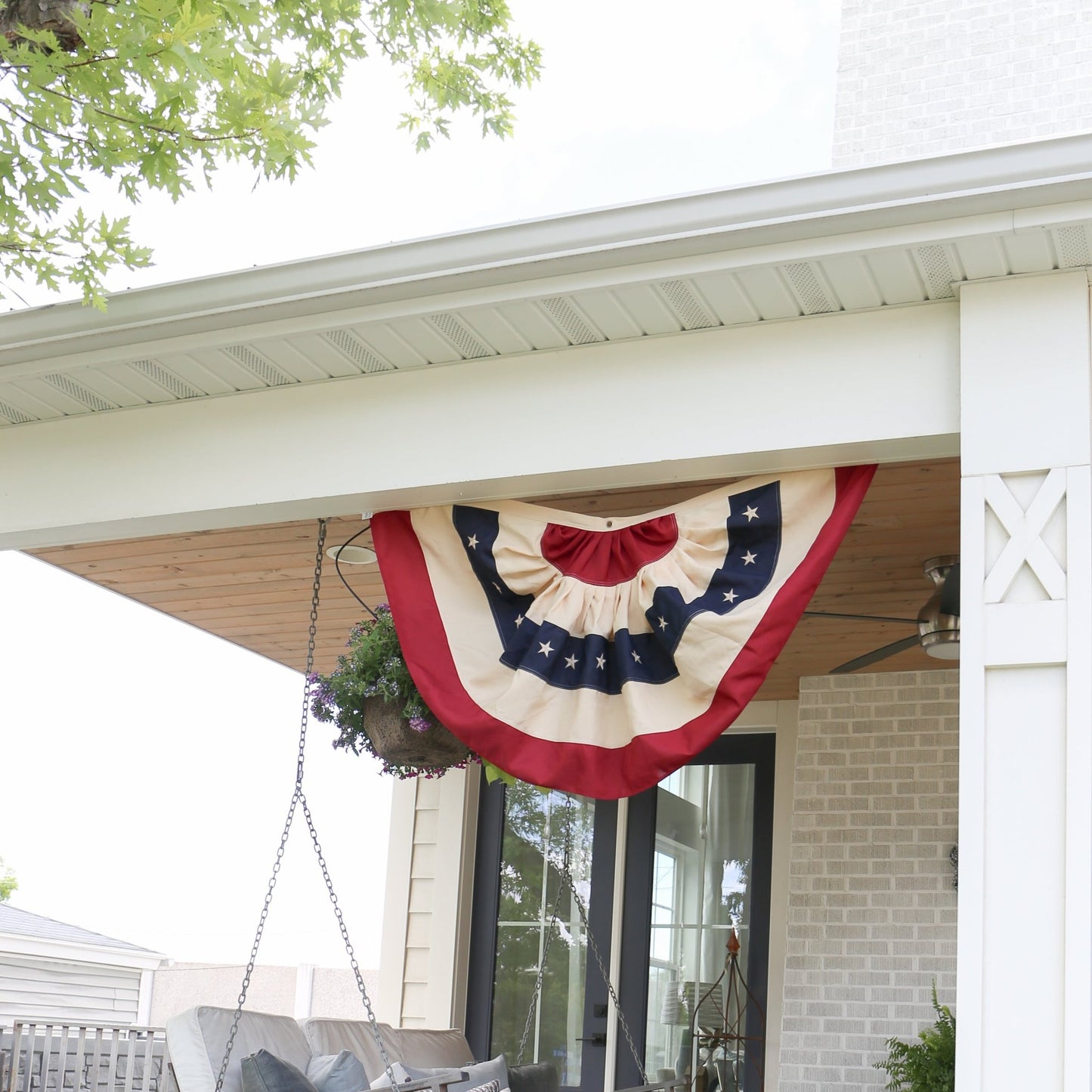 Patriotic Half - Circle Fabric Bunting | 59 - in x 30 - in - Knot and Spool