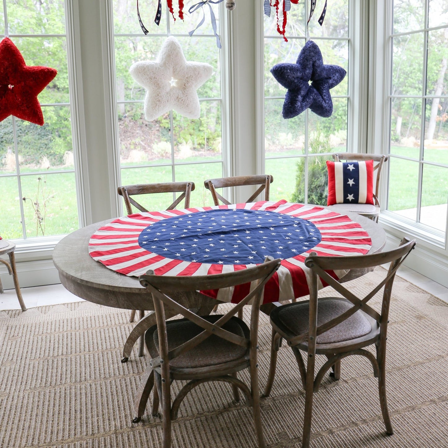 Patriotic Table Overlay | 54" Round - Knot and Spool