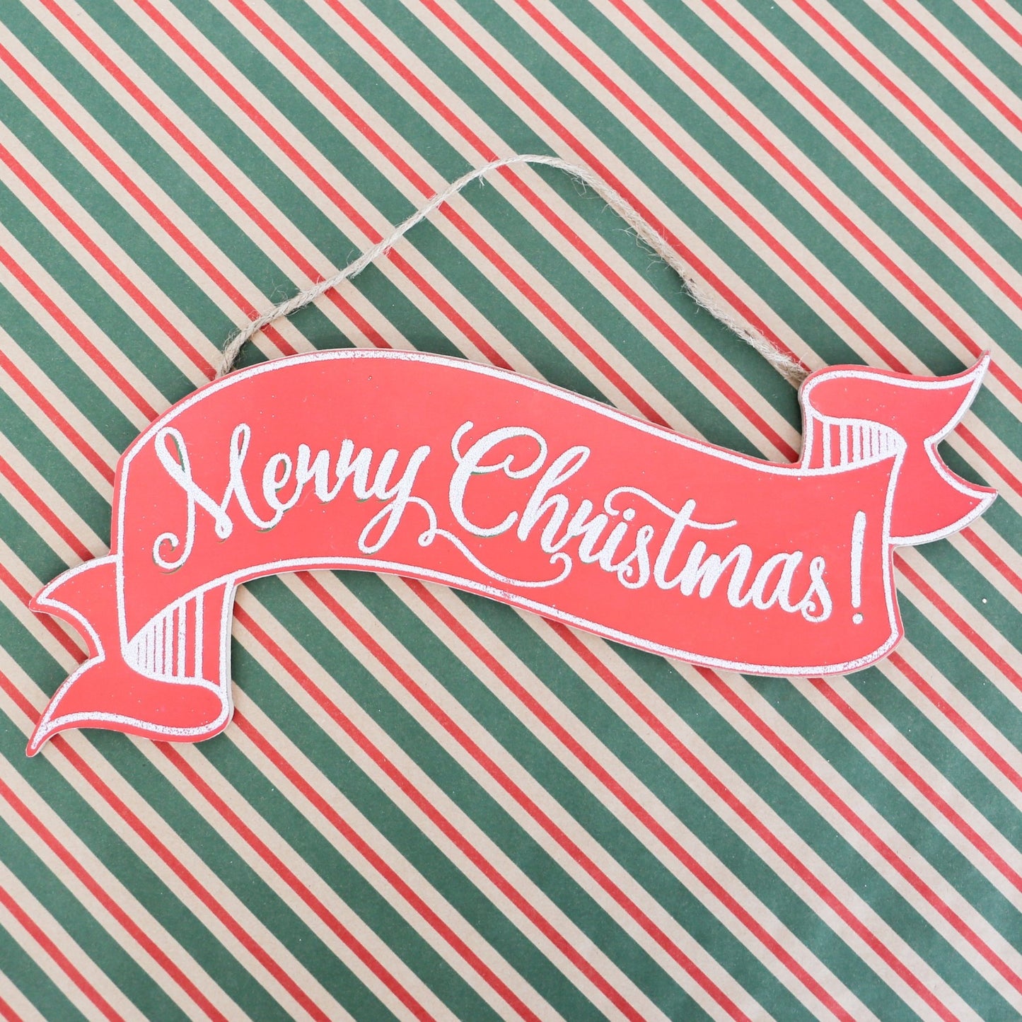Red & Emerald Glitter Christmas Banner - Knot and Spool
