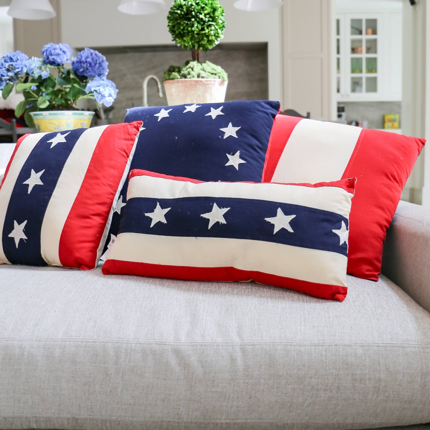 Vintage Flag Pillow | 18" X 18" - Knot and Spool
