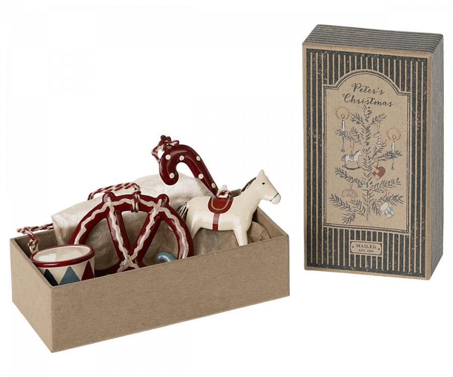 2022 Maileg Metal Peter's Christmas Ornament Set - Knot and Spool